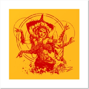 Kali Goddess Red Ink Transparent Posters and Art